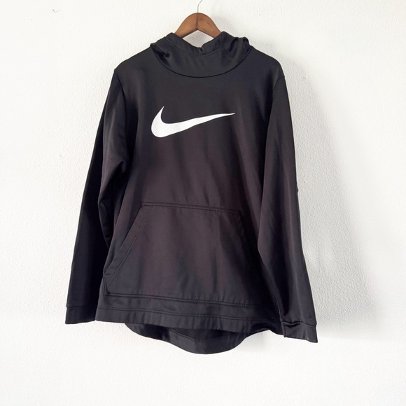 Nike Black Swoosh Logo Therma High Funnel Neck Hoodie Drifit XXL Like New - Picture 11 of 11